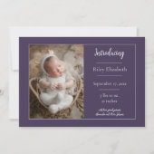 Faire-part de naissance photo simple violet (Devant)