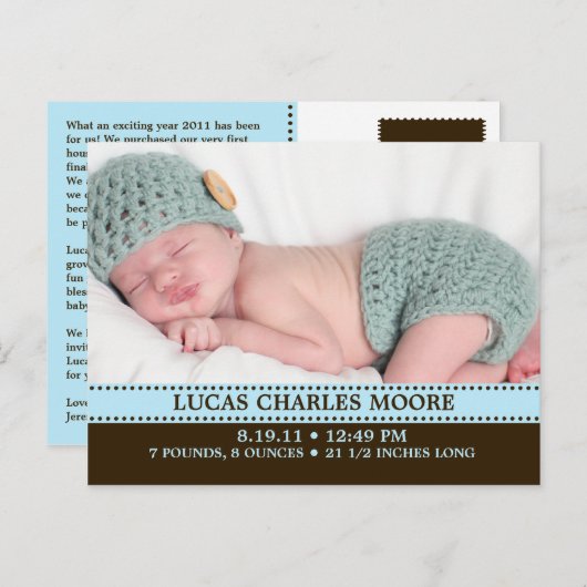 Faire-part de naissance photo simplement charmant (Devant / Derrière)