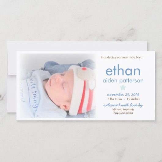 Faire-part de naissance photo Simplicity Baby Boy (Devant)