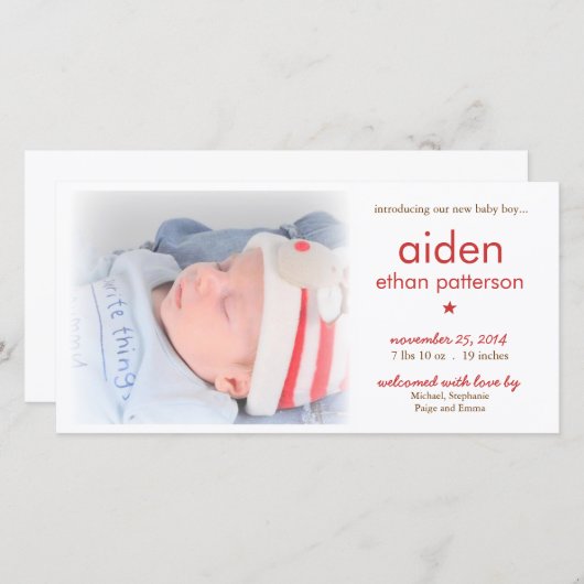 Faire-part de naissance photo Simplicity Baby Boy  (Devant / Derrière)