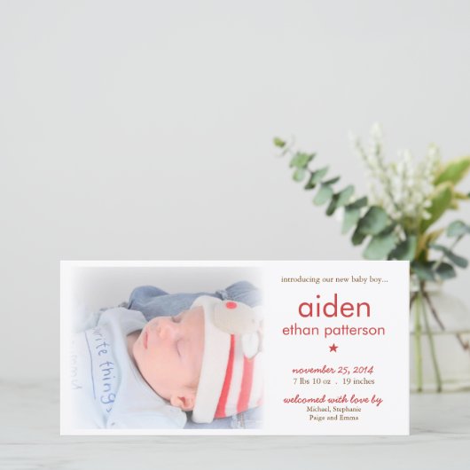 Faire-part de naissance photo Simplicity Baby Boy  (Debout devant)