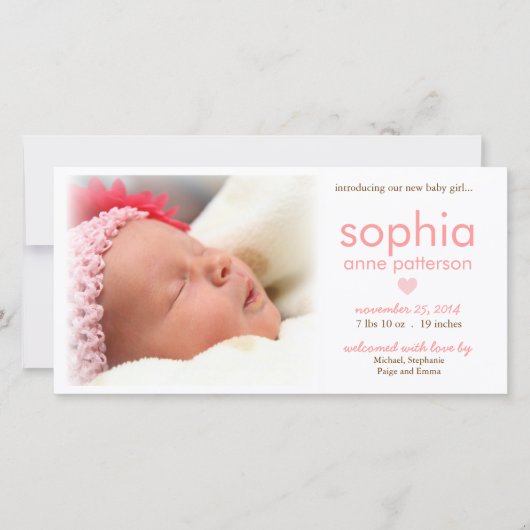 Faire-part de naissance photo Simplicity Baby Girl (Devant)