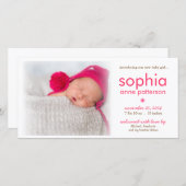 Faire-part de naissance photo Simplicity Baby Girl (Devant / Derrière)