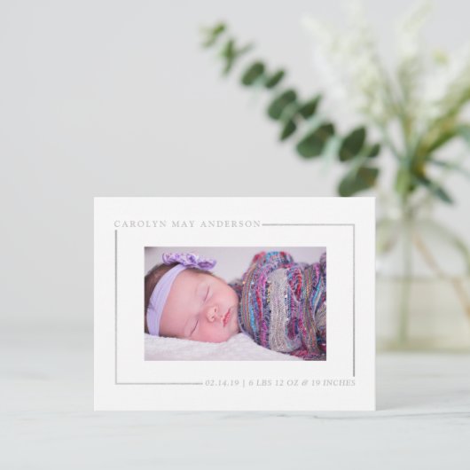 Faire-part de naissance photo Simply Chic Silver F (Debout devant)