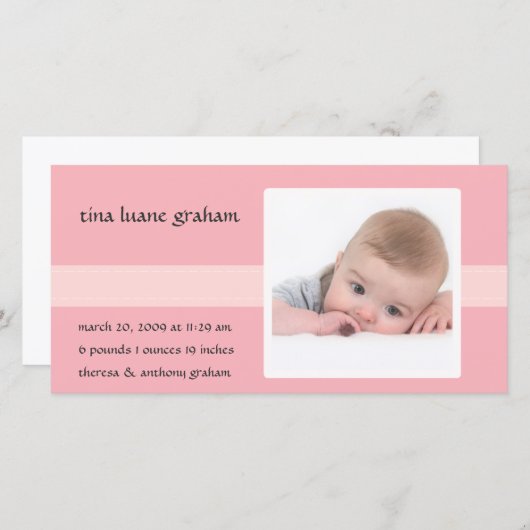 Faire-part de naissance photo Stitch (Fille) (Devant / Derrière)