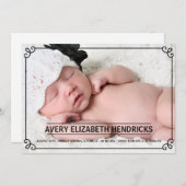 Faire-part de naissance photo superposé à cadre mi (Devant / Derrière)