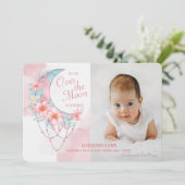 Faire-part de naissance photo sur la Lune (Debout devant)