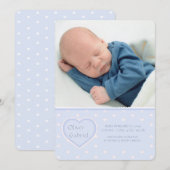 Faire-part de naissance photo Sweet Heart Blue (Devant / Derrière)