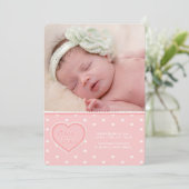 Faire-part de naissance photo Sweet Heart Pink (Debout devant)