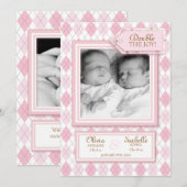 Faire-part de naissance photo Sweet Twin Girl Jacq (Devant / Derrière)