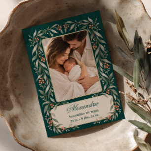 Faire-part de naissance Photo Teal Willow