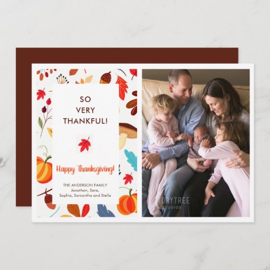 Faire-part de naissance photo Thanksgiving automne (Devant / Derrière)