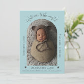 Faire-part de naissance photo turquoise simple Arc (Debout devant)