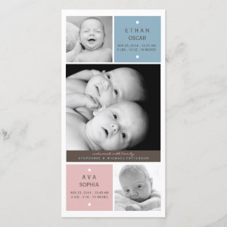 Faire-part de naissance photo Twin Baby moderne