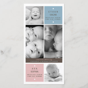 Faire-part de naissance photo Twin Baby moderne