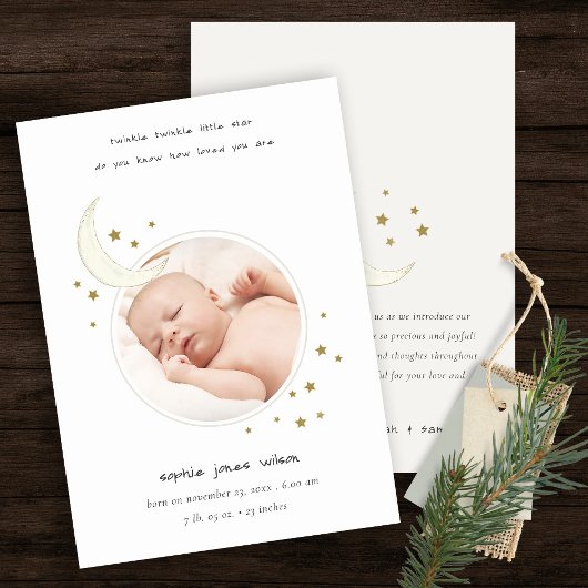 Faire-part de naissance photo Twinkle Gold Star Mo