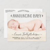 Faire-part de naissance photo typographie tendance (Devant / Derrière)