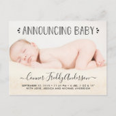 Faire-part de naissance photo typographie tendance (Devant)