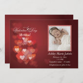 Faire-part de naissance photo Valentine Hearts (Devant / Derrière)