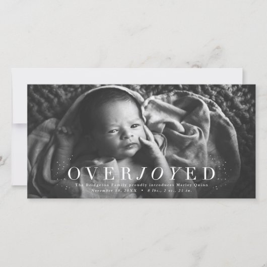 Faire-part de naissance photo verticale Overjoyed (Devant)