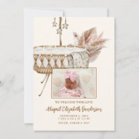 Faire-part de naissance photo vintage Bassinet Pam