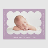 Faire-part de naissance photo violet moderne (Devant)
