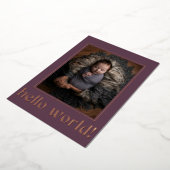 Faire-part de naissance photo violet moderne Hello (Rotation)