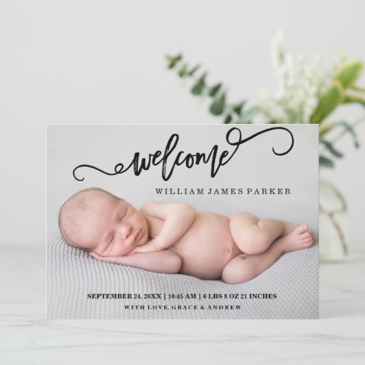 Faire-part de naissance photo Welcome Star (Debout devant)