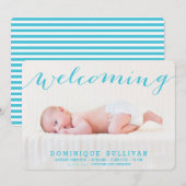 Faire-part de naissance photo Whimsical Blue Scrip (Devant / Derrière)