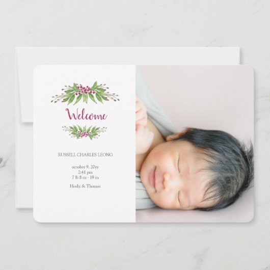 Faire-part de naissance photo Wild Berries (Devant)