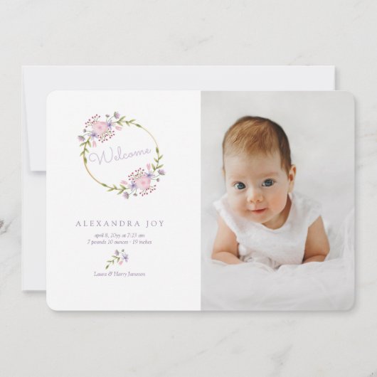Faire-part de naissance photo Wreath (Devant)