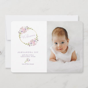 Faire-part de naissance photo Wreath de bienvenue