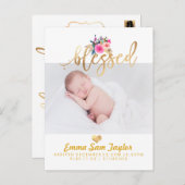 Faire-part de naissance PixDezines / Aquarelle flo (Devant / Derrière)