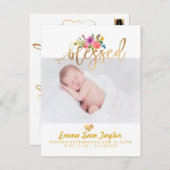 Faire-part de naissance PixDezines/Aquarelle flora (Devant / Derrière)