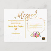 Faire-part de naissance PixDezines/Aquarelle flora (Dos)