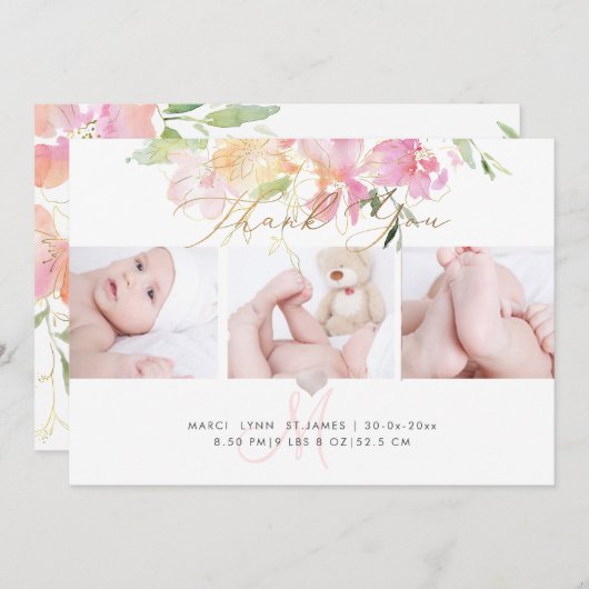 Faire-part de naissance PixDezines+Merci de douche (Devant / Derrière)