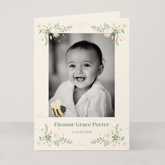 Faire-part de naissance plié 5x7 Bumblebee Keepsak