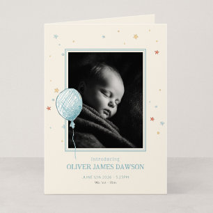 Faire-part de naissance plié Balloon Daydream 5x7