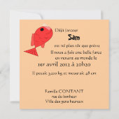 Faire-part de naissance "poisson d'avril" (Dos)