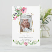 Faire-part de naissance | Poppies d'aquarelle rose (Debout devant)