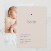 Faire-Part de naissance Poudré - Héloise (Devant / Derrière)