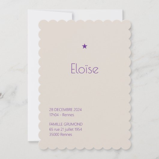 Faire-Part de naissance Poudré - Héloise (Devant)