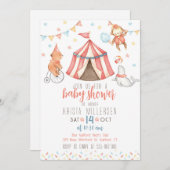 Faire-part de naissance pour bébé cirque animaux g (Devant / Derrière)