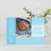 Faire-part de naissance pour bébé français (Debout devant)