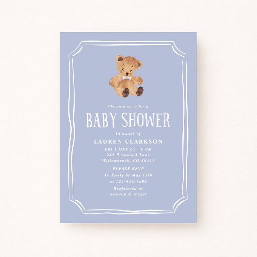 Faire-part de naissance pour bébé garçon Ourson Bl