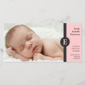 Faire-part de naissance pour bébé rose moderne
