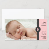 Faire-part de naissance pour bébé rose moderne (Devant / Derrière)