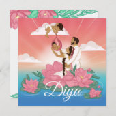 Faire-part de naissance pour une petite fille indi (Devant / Derrière)