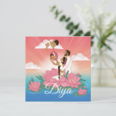 Faire-part de naissance pour une petite fille indi (Debout devant)