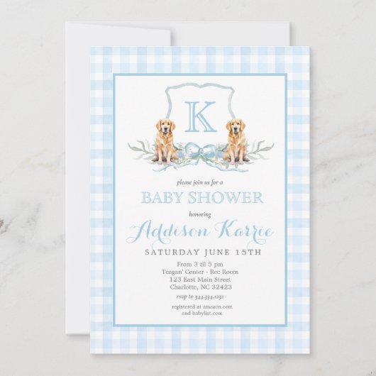 Faire-part de naissance Préparatoire Chien Gingham (Devant)